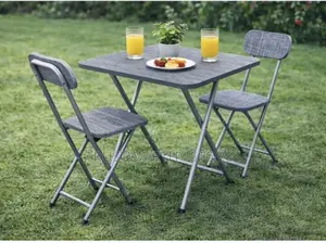 X-Shaped Foldable Wood Table Set of 2 Chairs and 1 Table