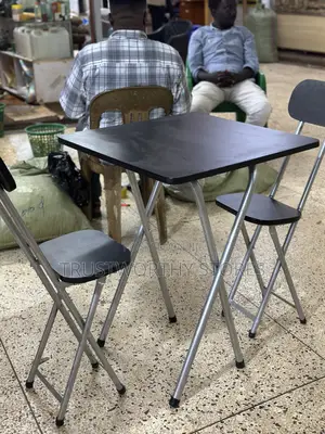 Black X-Shaped Foldable Table Set of 1 Table and 2 Chairs