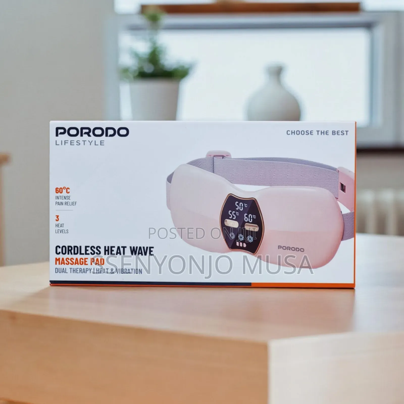 Porodo Rechargeable Cramps Waist Belt Massager With Heat Vibration