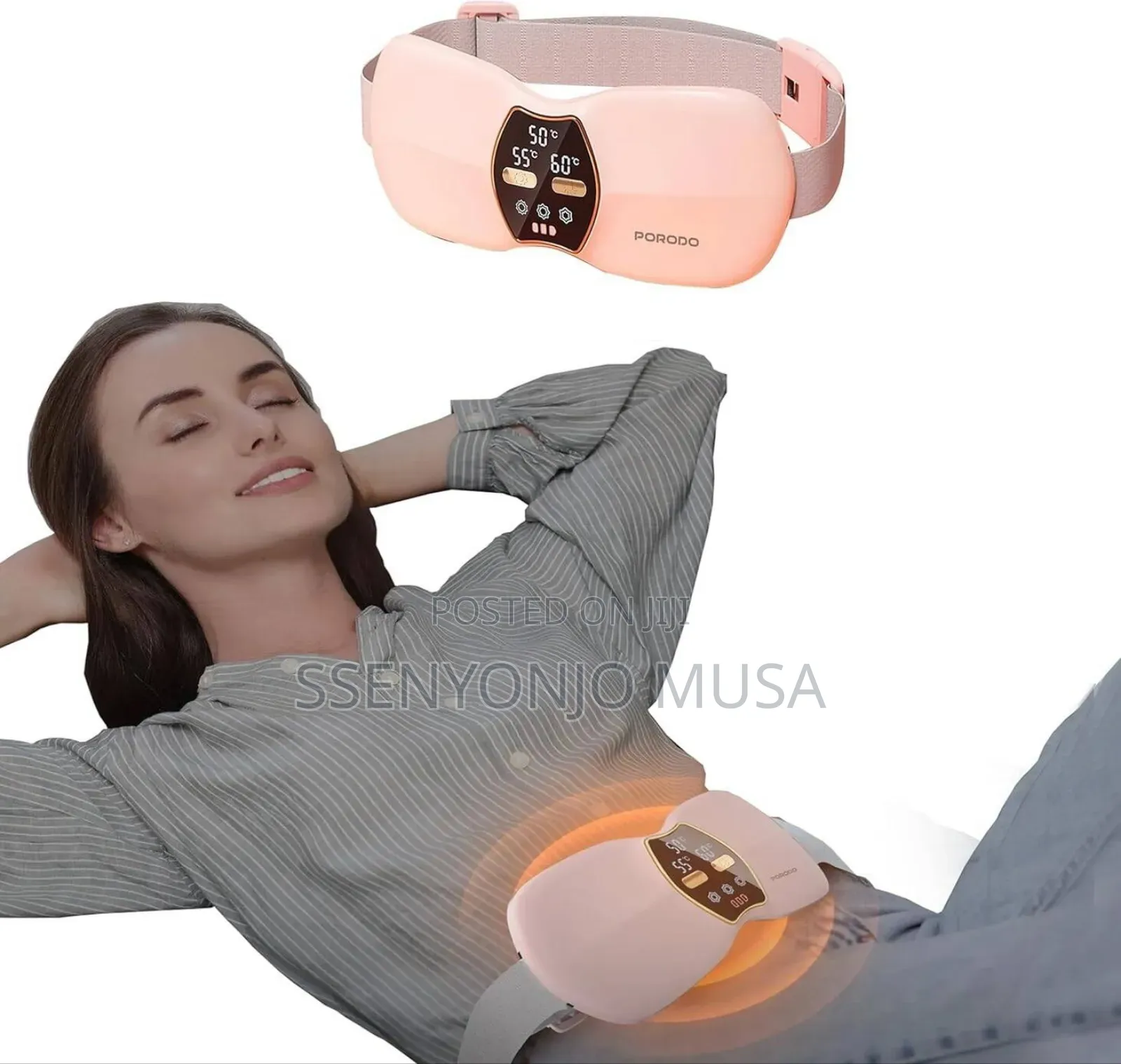 Porodo Rechargeable Cramps Waist Belt Massager With Heat Vibration