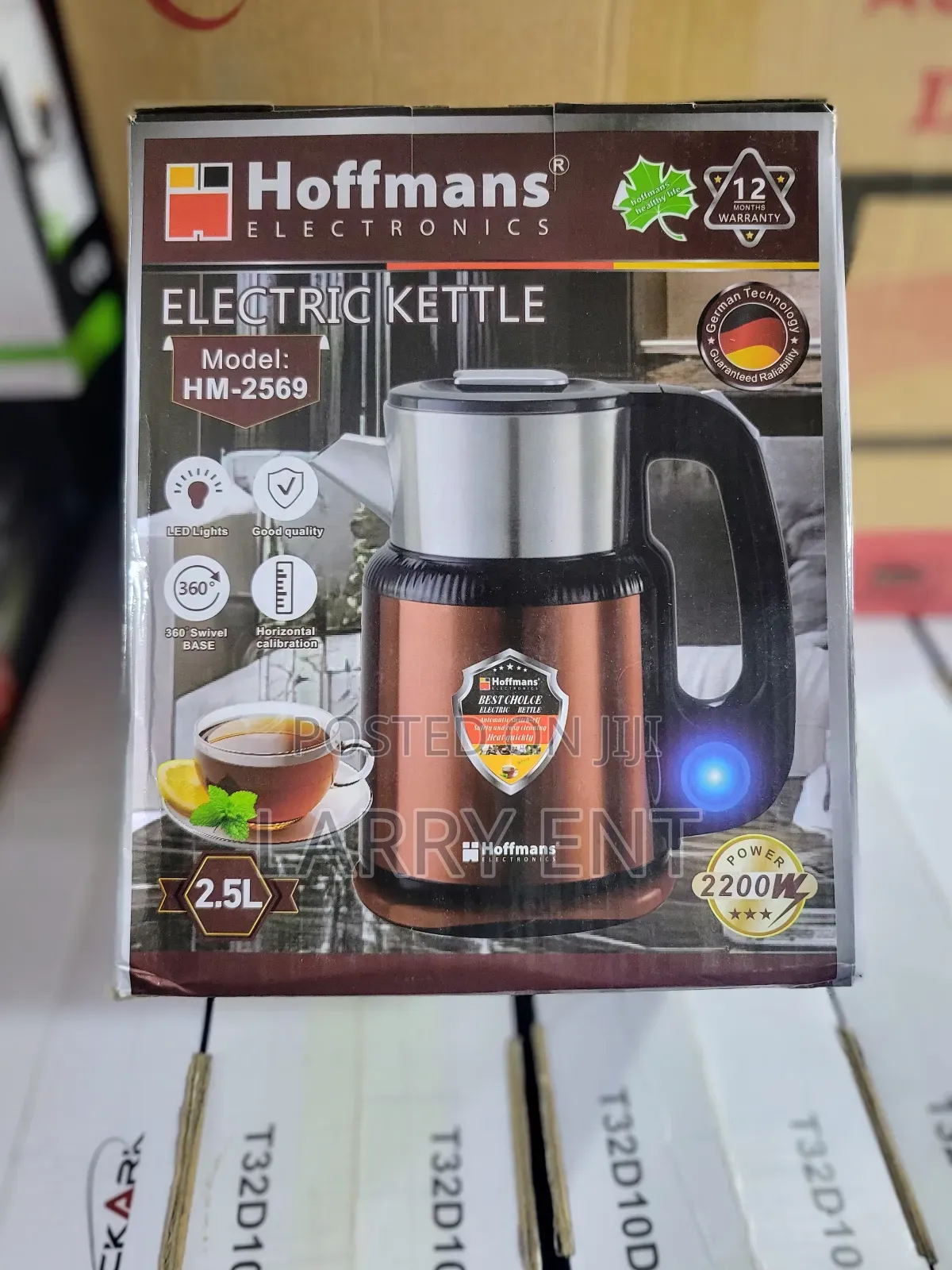 Hoffmans Electric Kettle 2l Fast Boiling Glass Led – Home Office Use