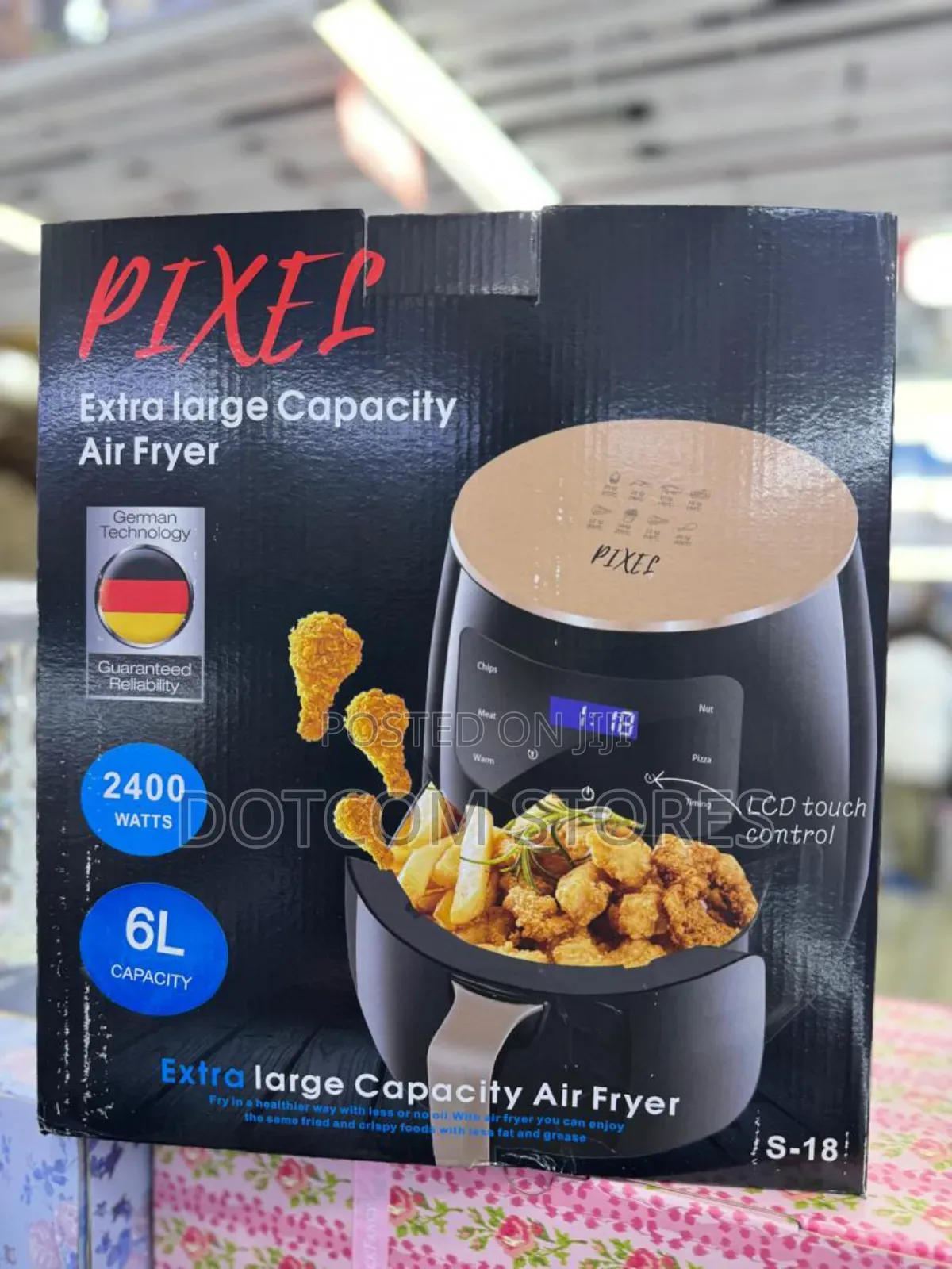 Pixel 6-Liter Healthy Oil-Free Air Fryer With a Black Finish.