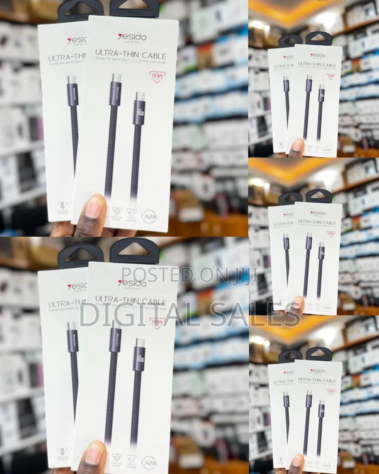 Yesido Ultra Thin Cable C to C 60w Max Output Cable