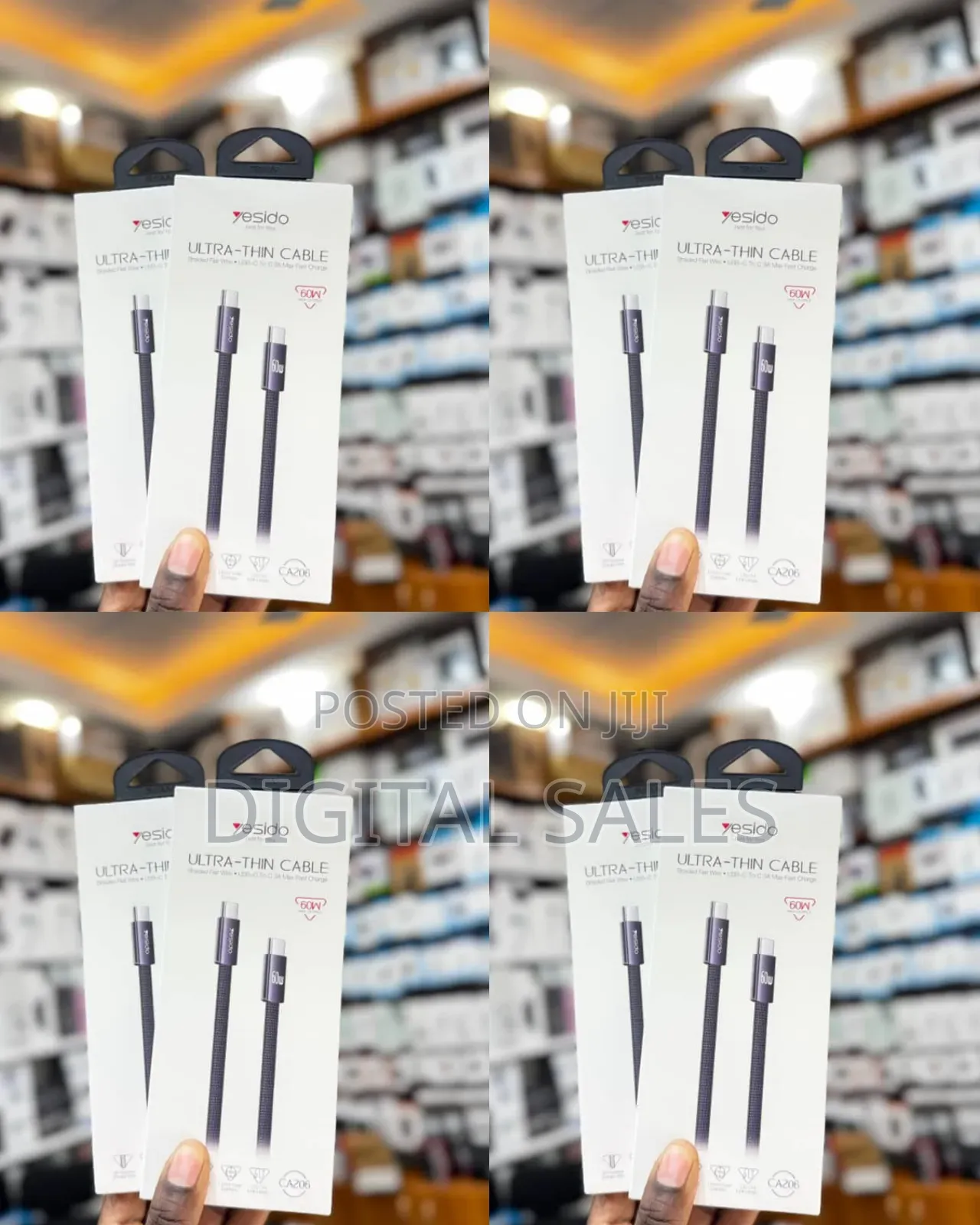 Yesido Ultra Thin Cable C to C 60w Max Output Cable