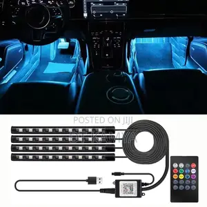 4pcs RGB Car Foot Lights With Remote - Multi Color Interior Car Lights