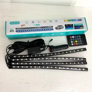 4pcs RGB Car Foot Lights With Remote - Multi Color Interior Car Lights