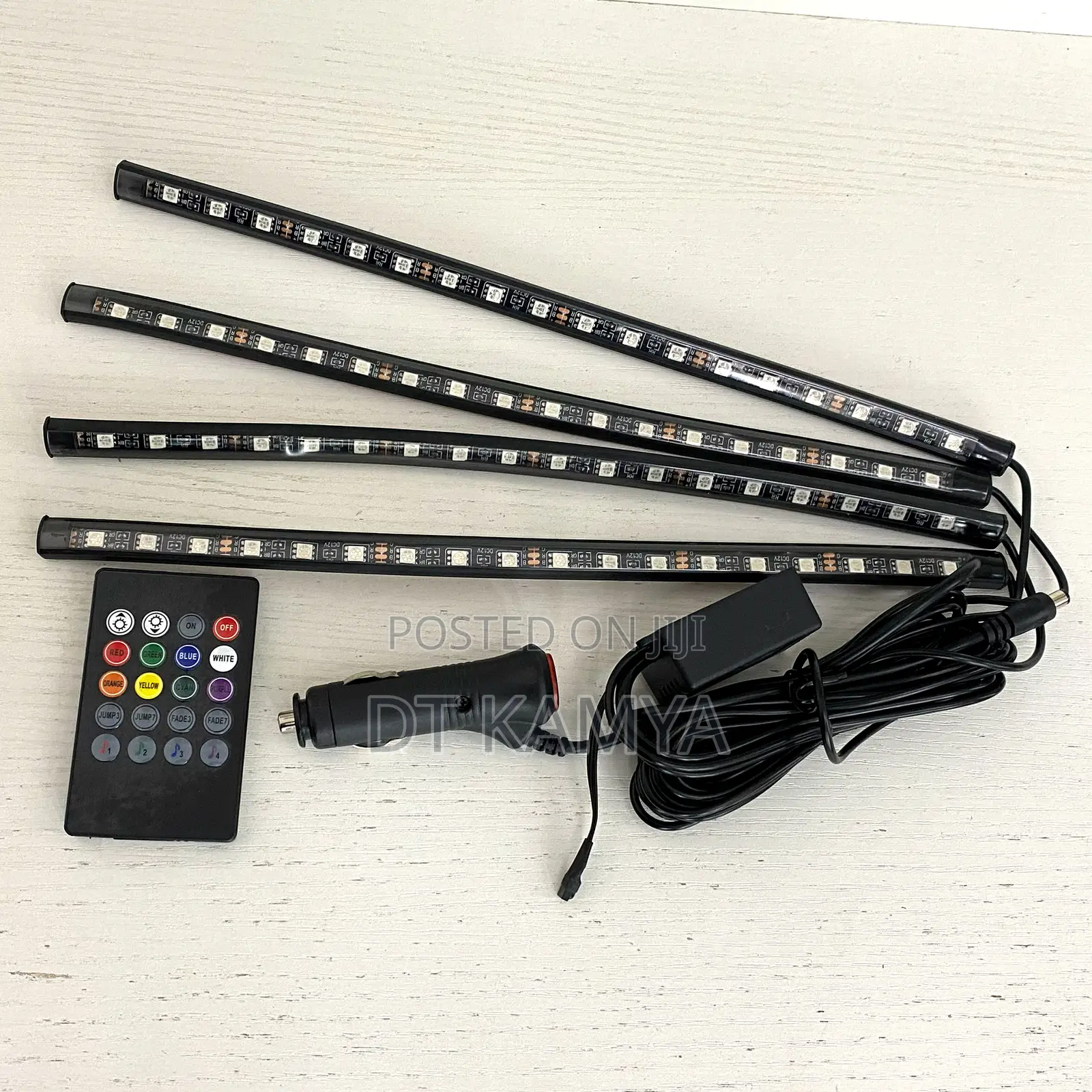 4pcs RGB Car Foot Lights With Remote - Multi Color Interior Car Lights