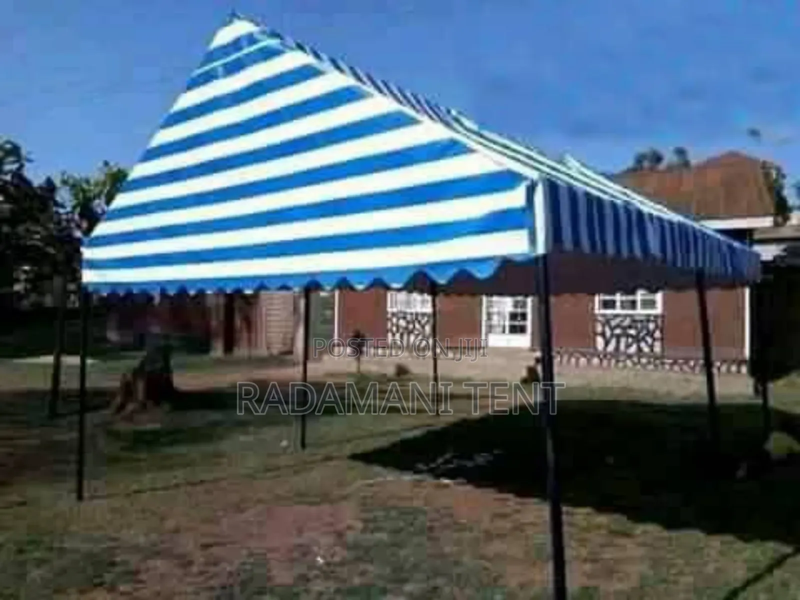 Ordinary 100 Seater Tent Blue and White Stripes