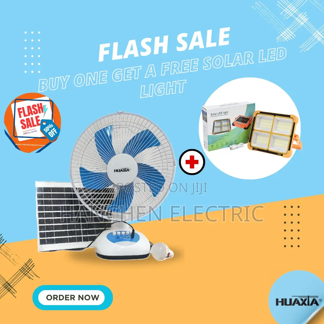 Solar-powered Rechargeable Portable Fan With Led Light Combo