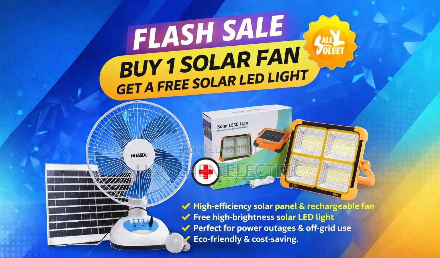 Solar-powered Rechargeable Portable Fan With Led Light Combo