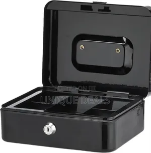 Deli Et500 Cashbox With Key, 90 Mm X 200 Mm X 160 Mm Size, Black