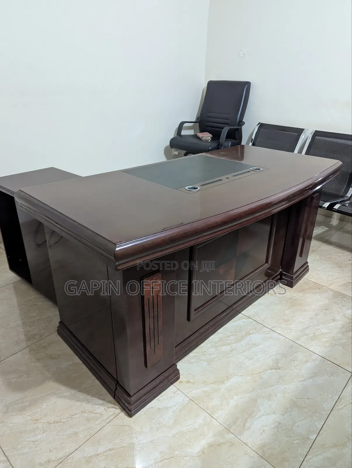 Executive Office Desk With Movable Drawer and L Extension, 160cm