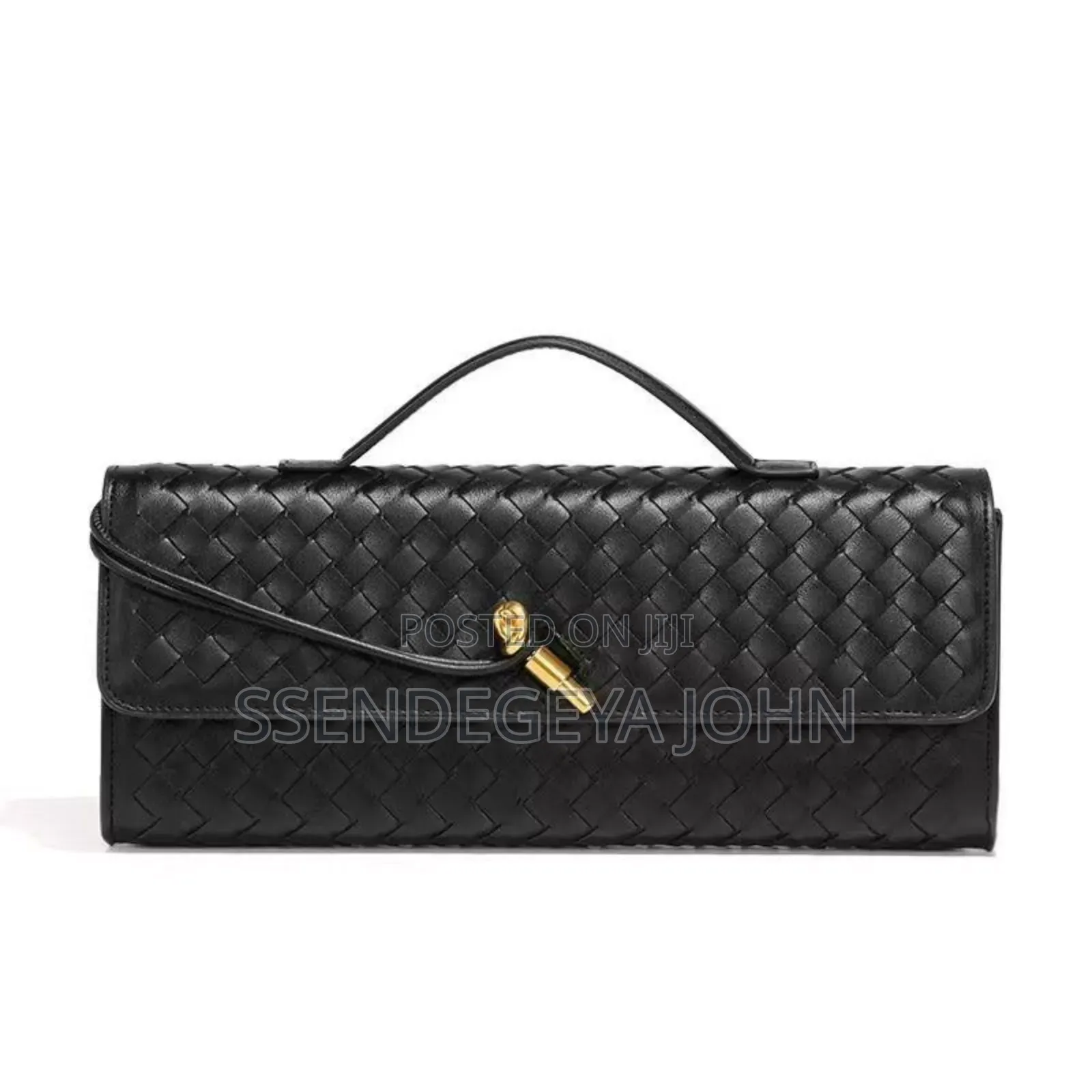 Black Woven Leather Clutch