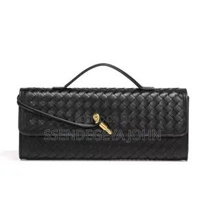 Black Woven Leather Clutch