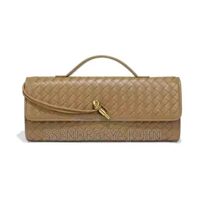 Black Woven Leather Clutch