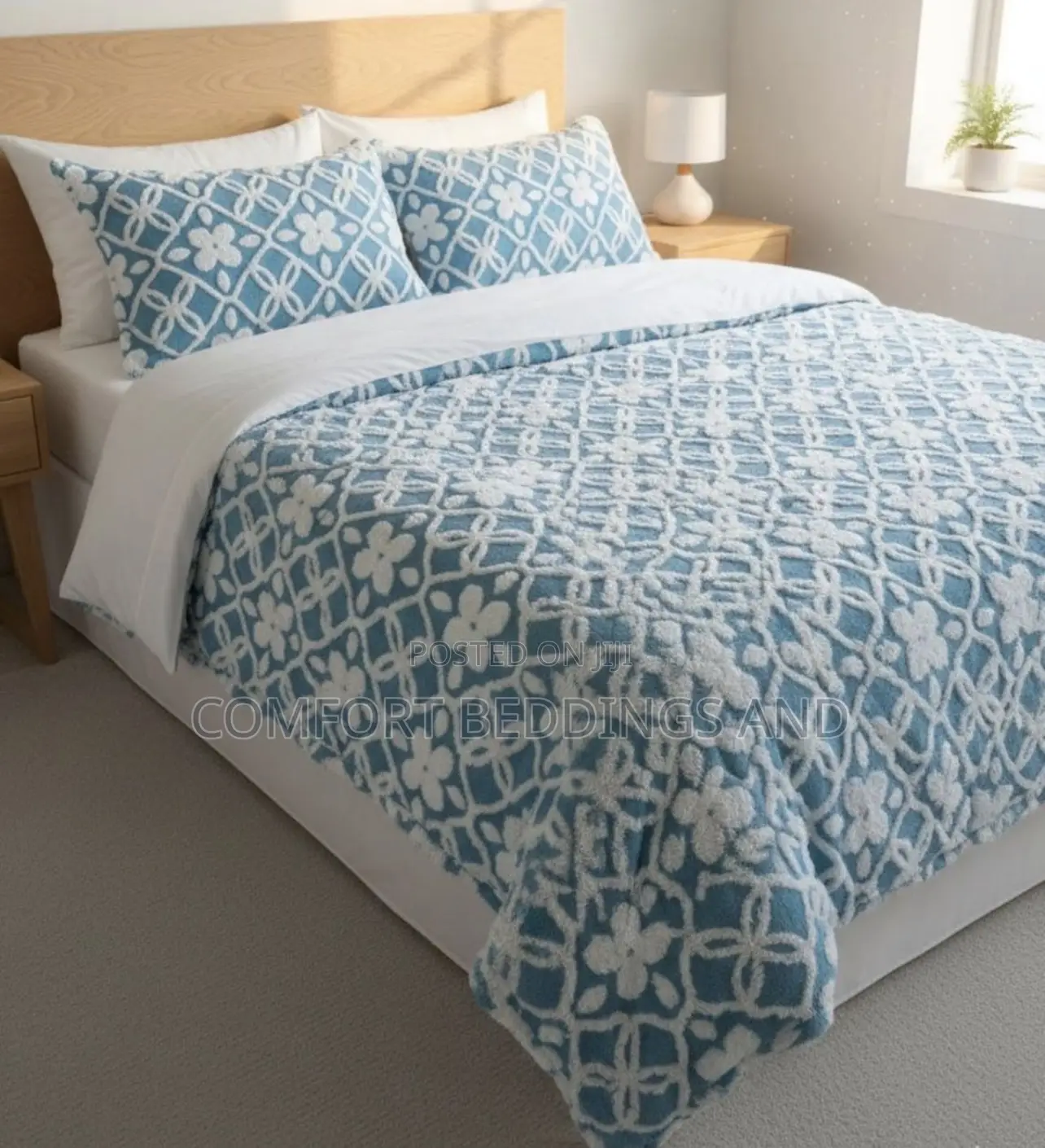 Tufted Cotton Bedcover Blue