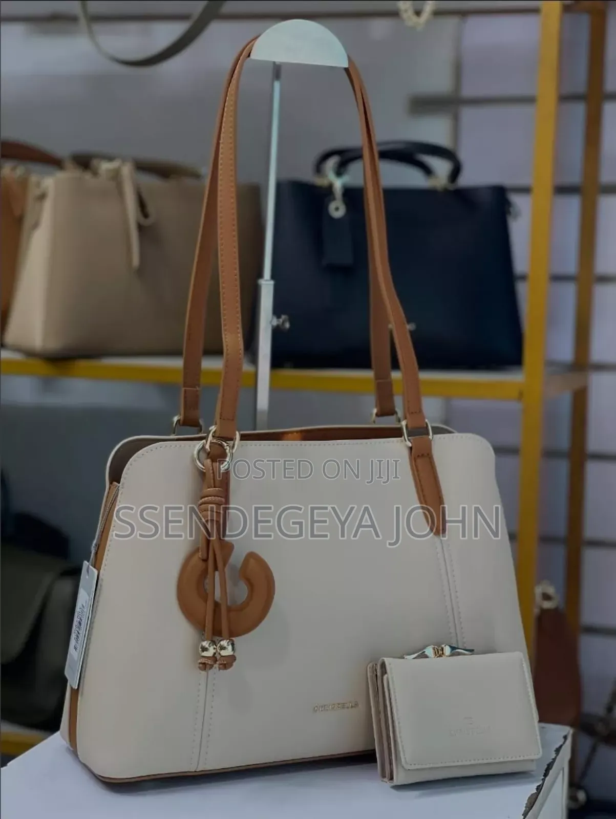 Beige and Tan Chrisbella Shoulder Bag Paired