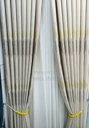 Cream Floral Curtains