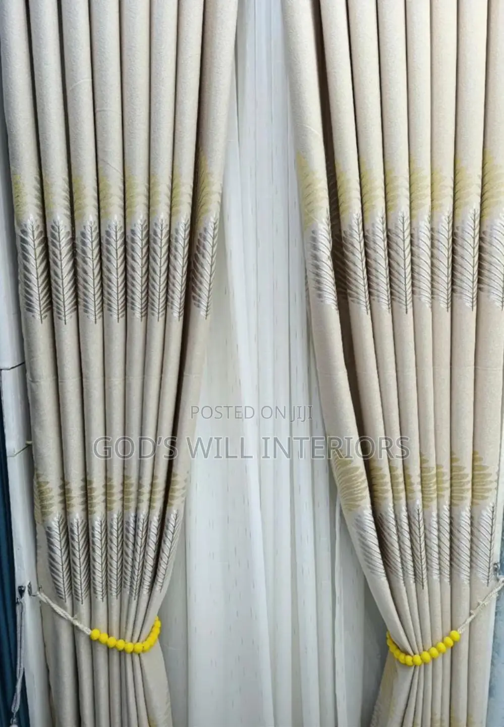 Cream Floral Curtains