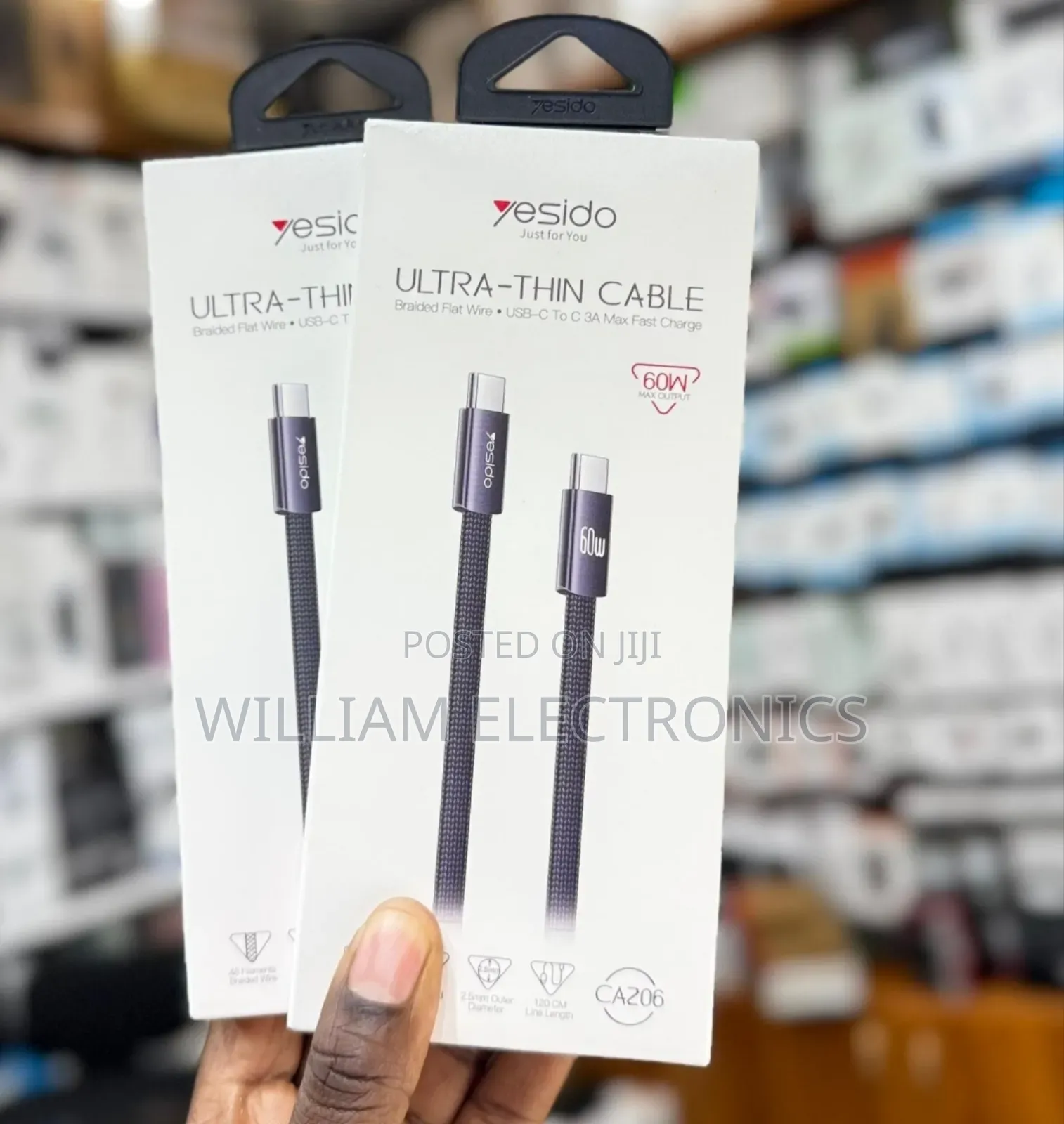 Yesido Ultra Thin Cable C to C 60w Max Output Cable