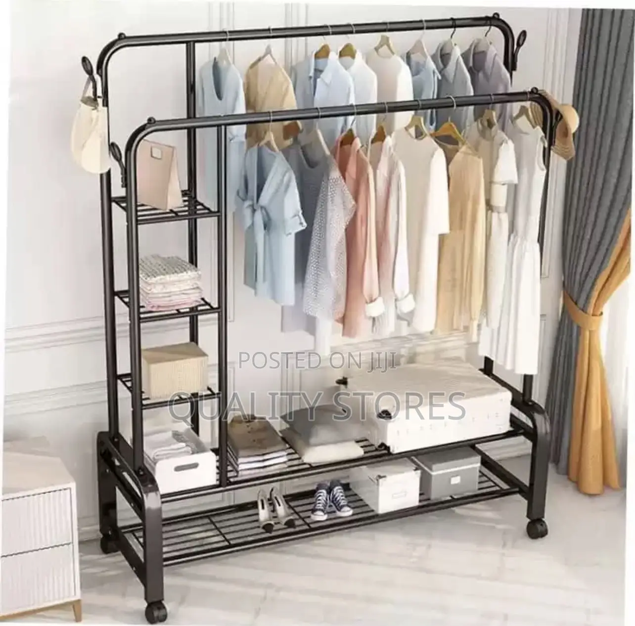 Clothes Storage Rack With Side Sections