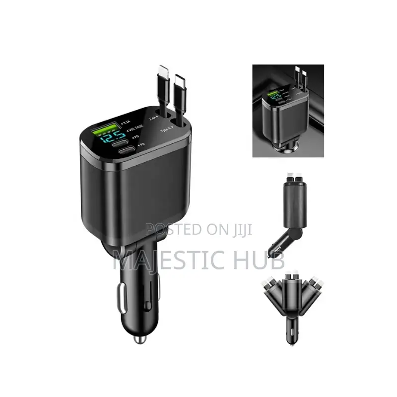 5-in-1 Intelligent Digital Display Car Charger Fast Usb and Type-C