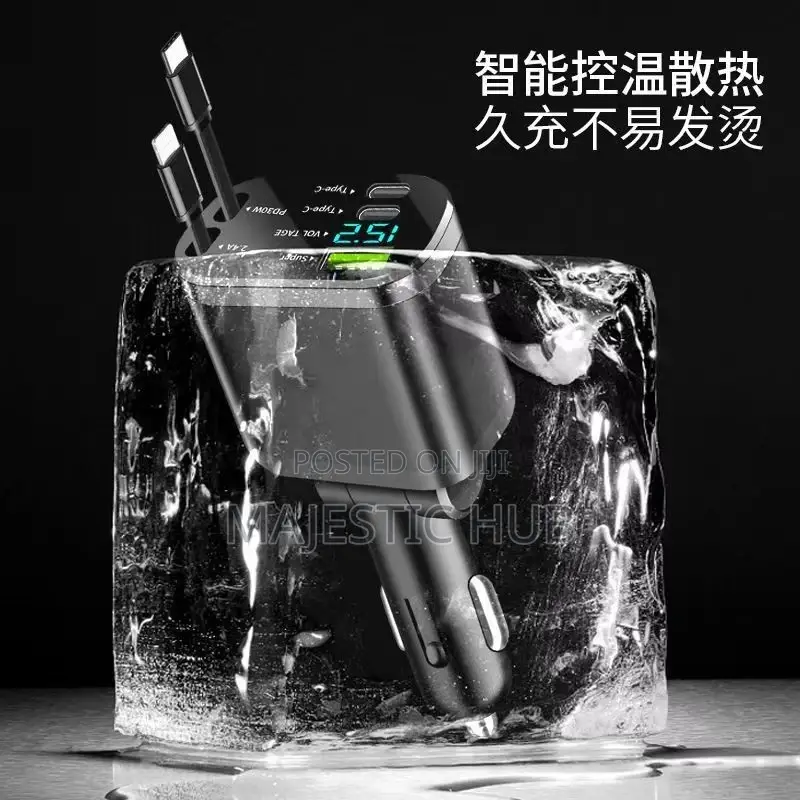 5-in-1 Intelligent Digital Display Car Charger Fast Usb and Type-C
