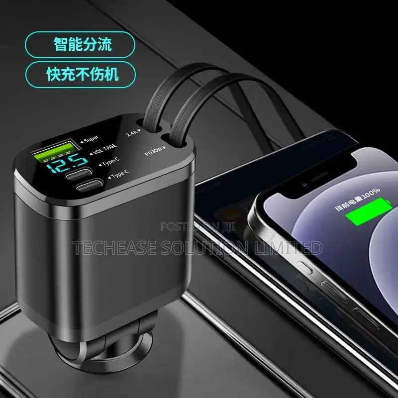 5-in-1 Intelligent Digital Display Car Charger Fast Usb and Type-C