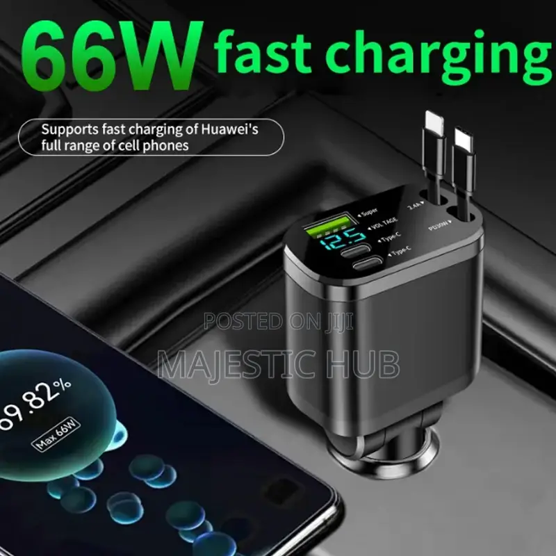 5-in-1 Intelligent Digital Display Car Charger Fast Usb and Type-C