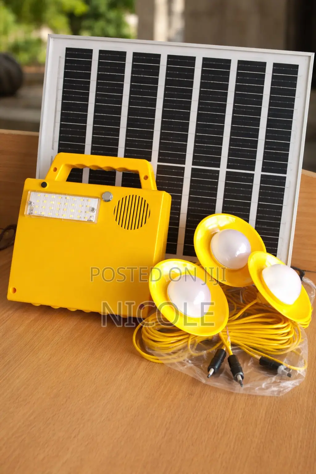 Portable Solar Home Lighting System Kit – 3 Bulbs + Panel + Power Box