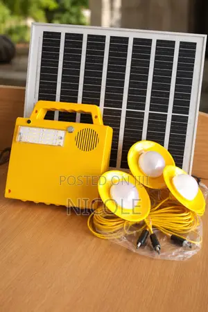 Portable Solar Home Lighting System Kit – 3 Bulbs + Panel + Power Box