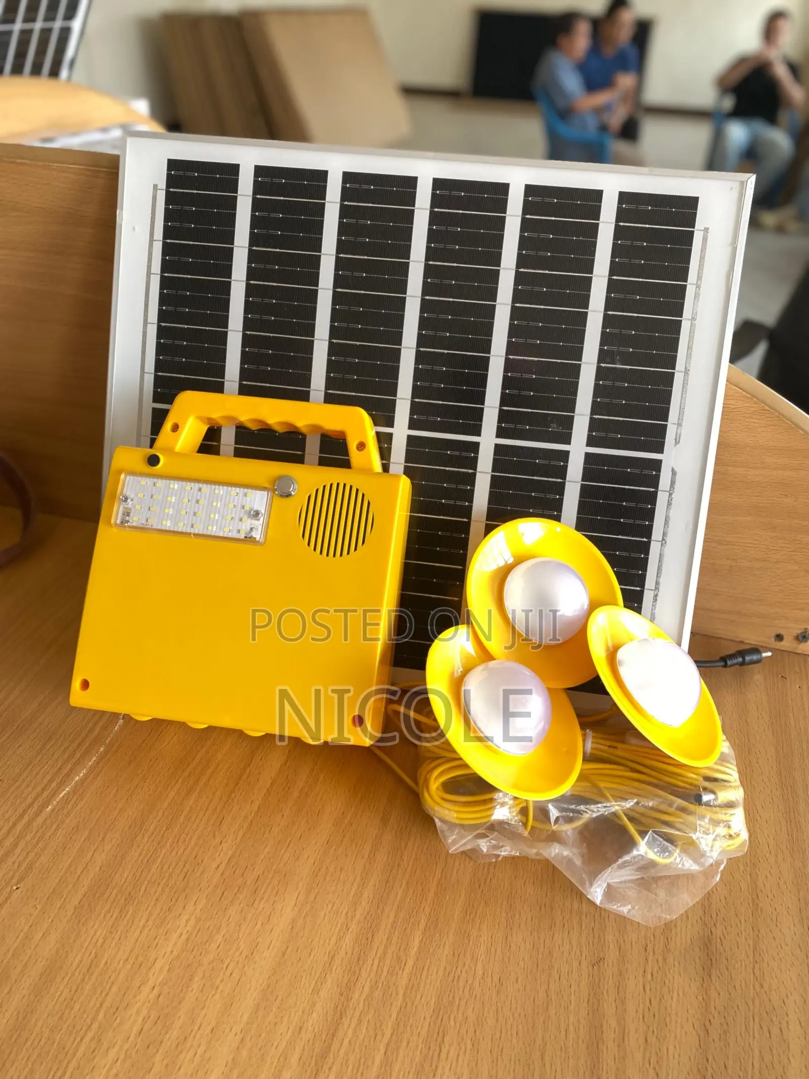 Portable Solar Home Lighting System Kit – 3 Bulbs + Panel + Power Box