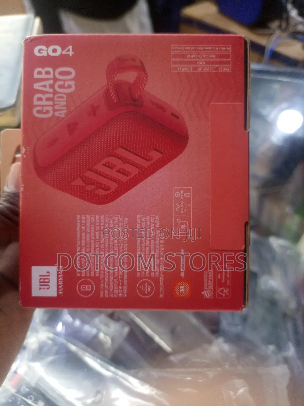 Red JBL Go 4 Ultra-Portable Bluetooth Speaker.