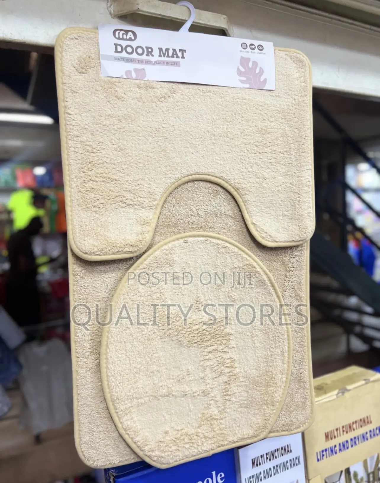 Three Piece Toilet Mat Cream
