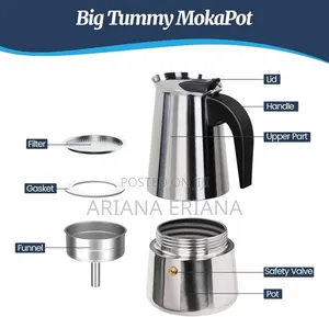 9 Cup Moka Pot Stainless Steel 450ml Italian Espresso Coffee Maker