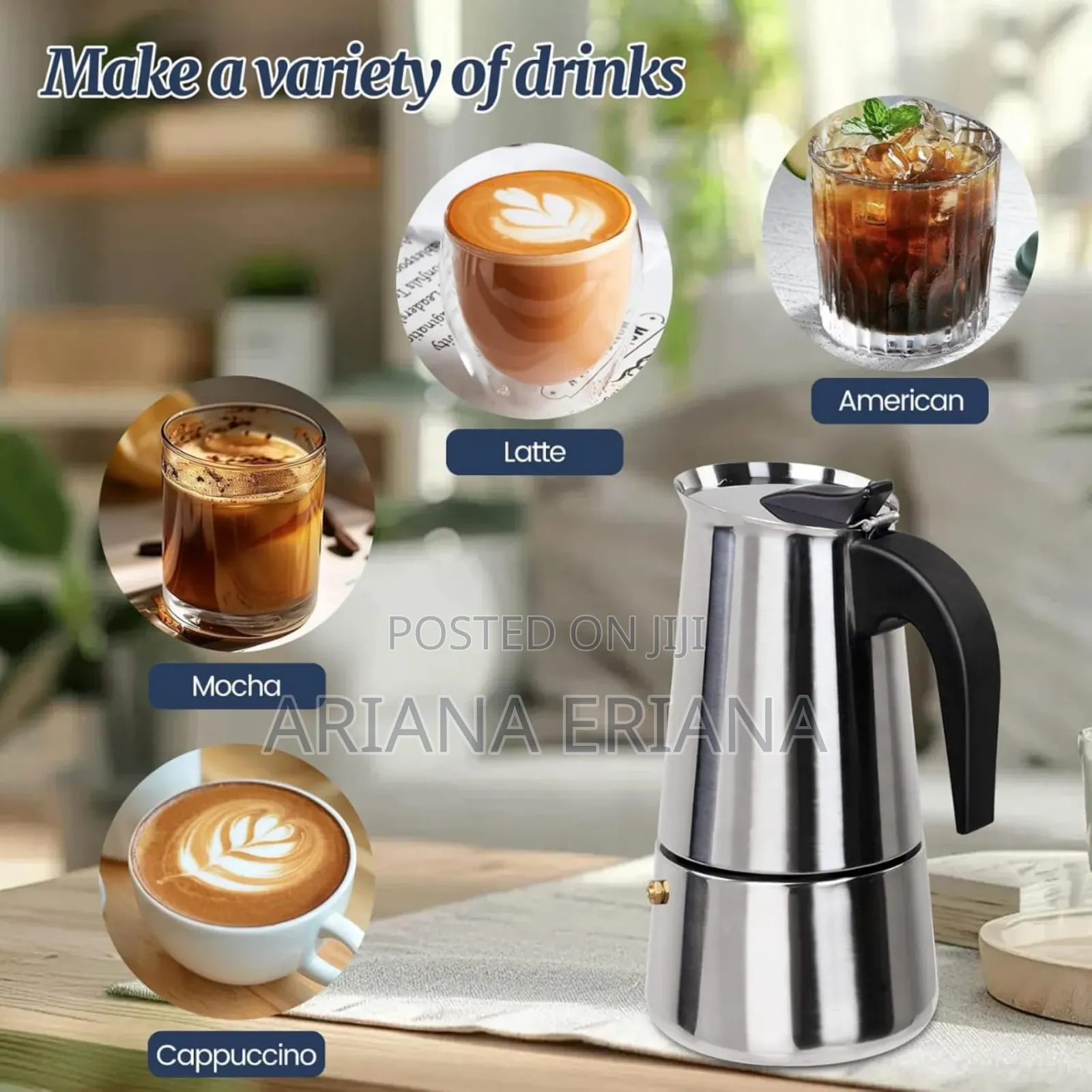 9 Cup Moka Pot Stainless Steel 450ml Italian Espresso Coffee Maker
