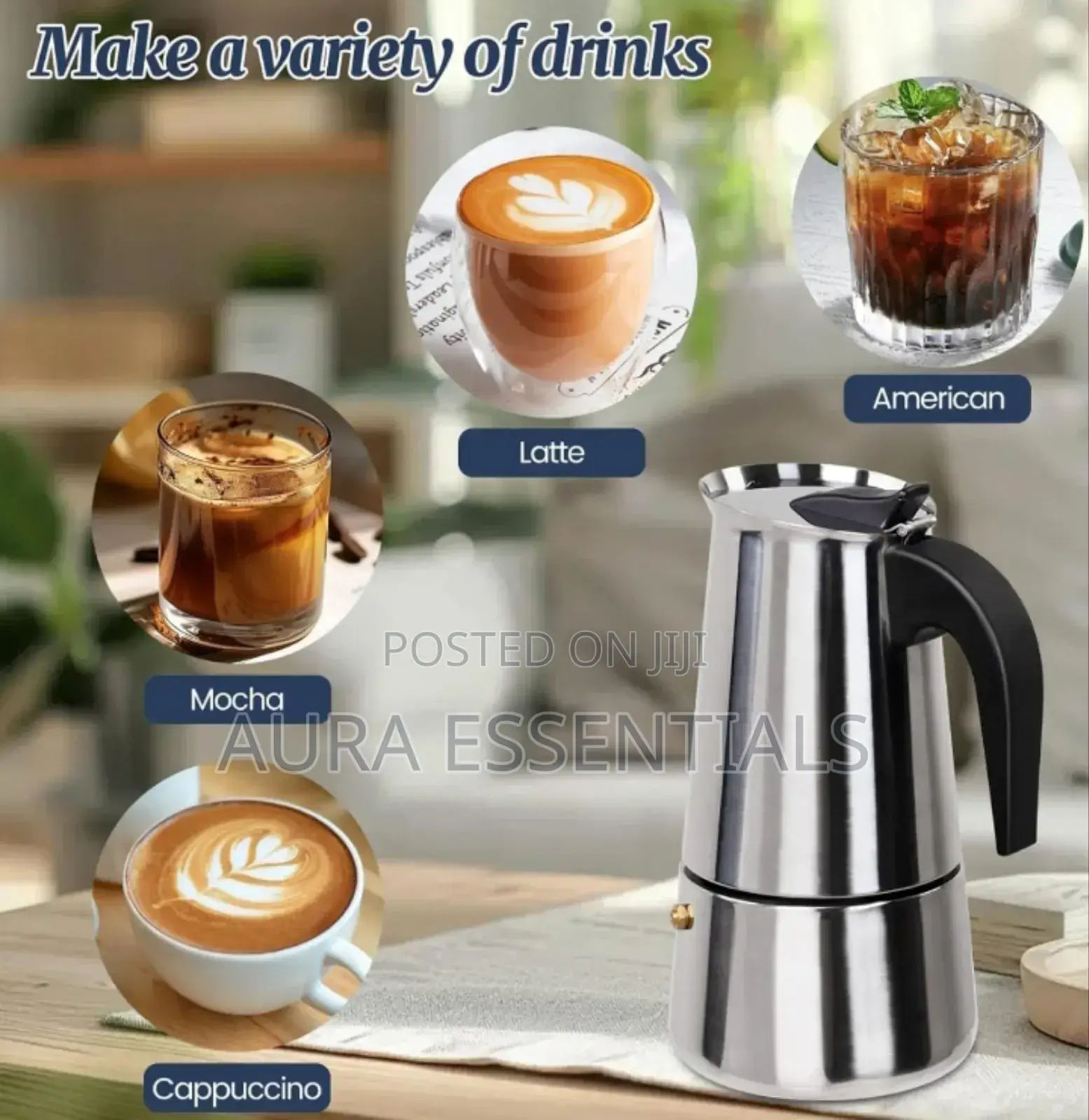 9 Cup Moka Pot Stainless Steel 450ml Italian Espresso Coffee Maker