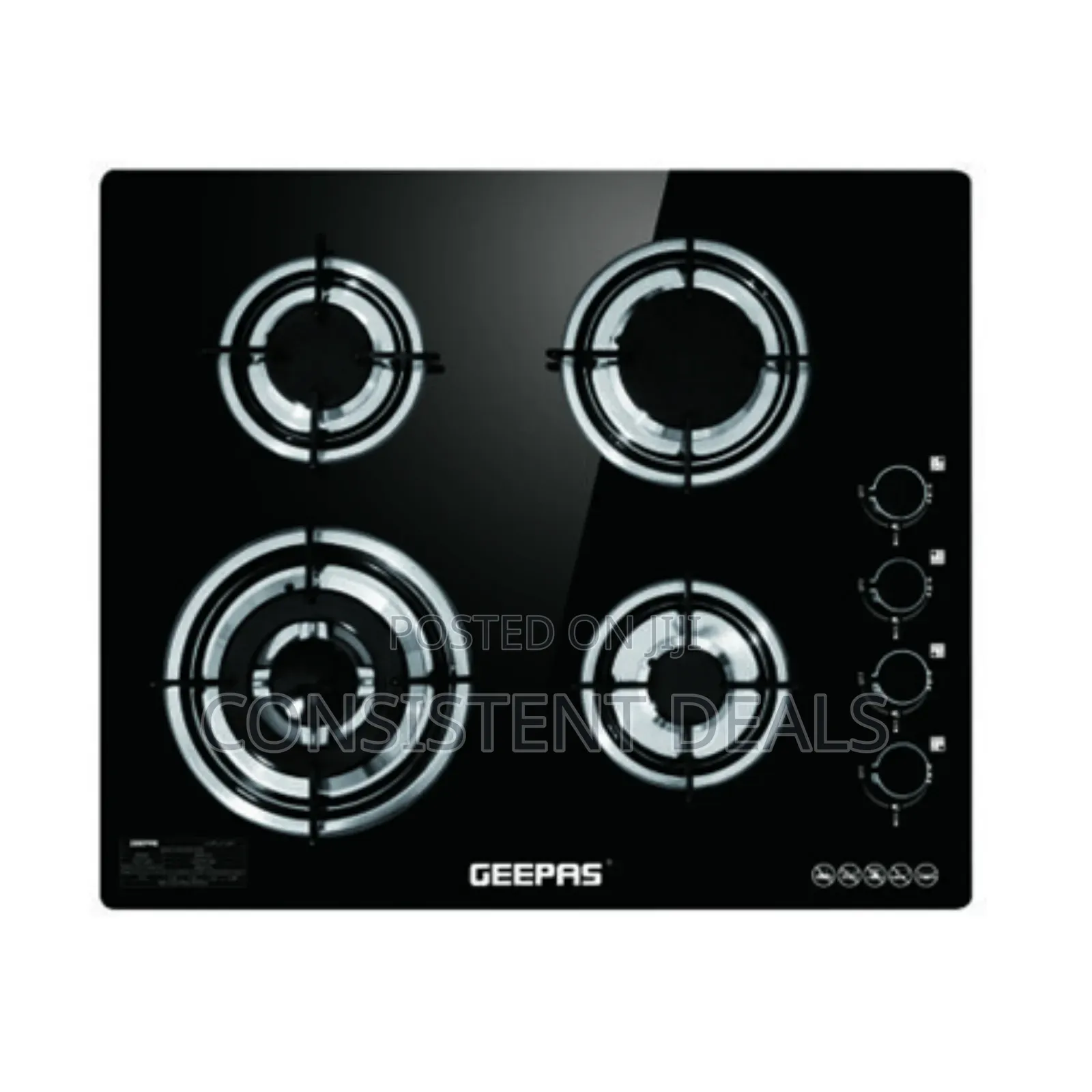 Geepas 4 2in1 Built in Gas Hob, 4 Burner, Automatic Ignition, Glass