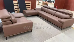 Leather 4 Seater Sofa With Ottoman