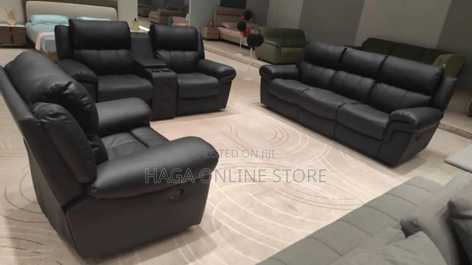 Manuel Recliner Leather Sofa 6 Seaters