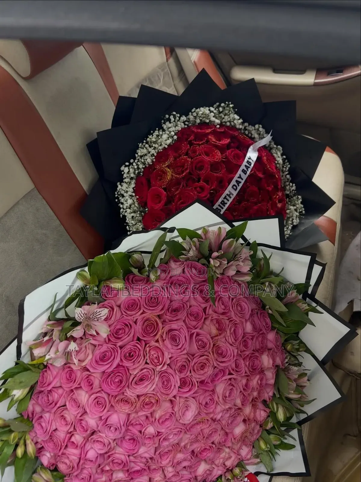 Pink Colour Full Big Bouquet Roses Flowers