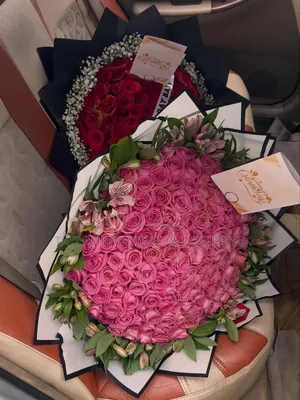 Pink Colour Full Big Bouquet Roses Flowers