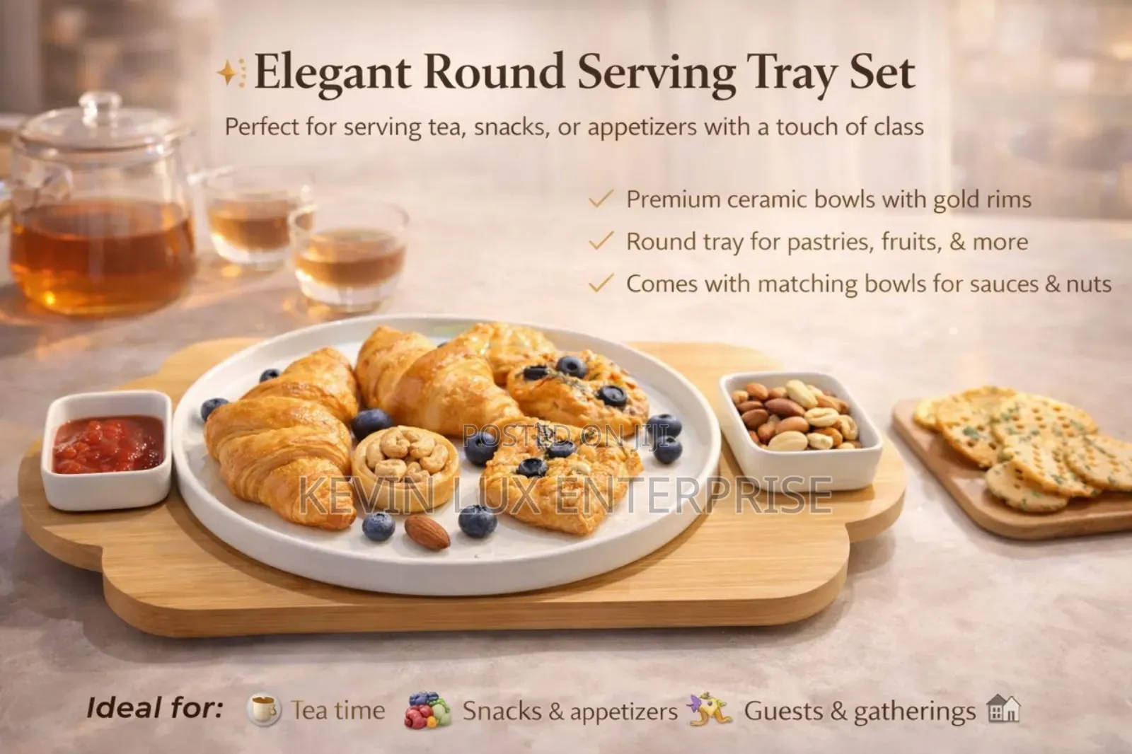 Elegant Round Serving Tray Set