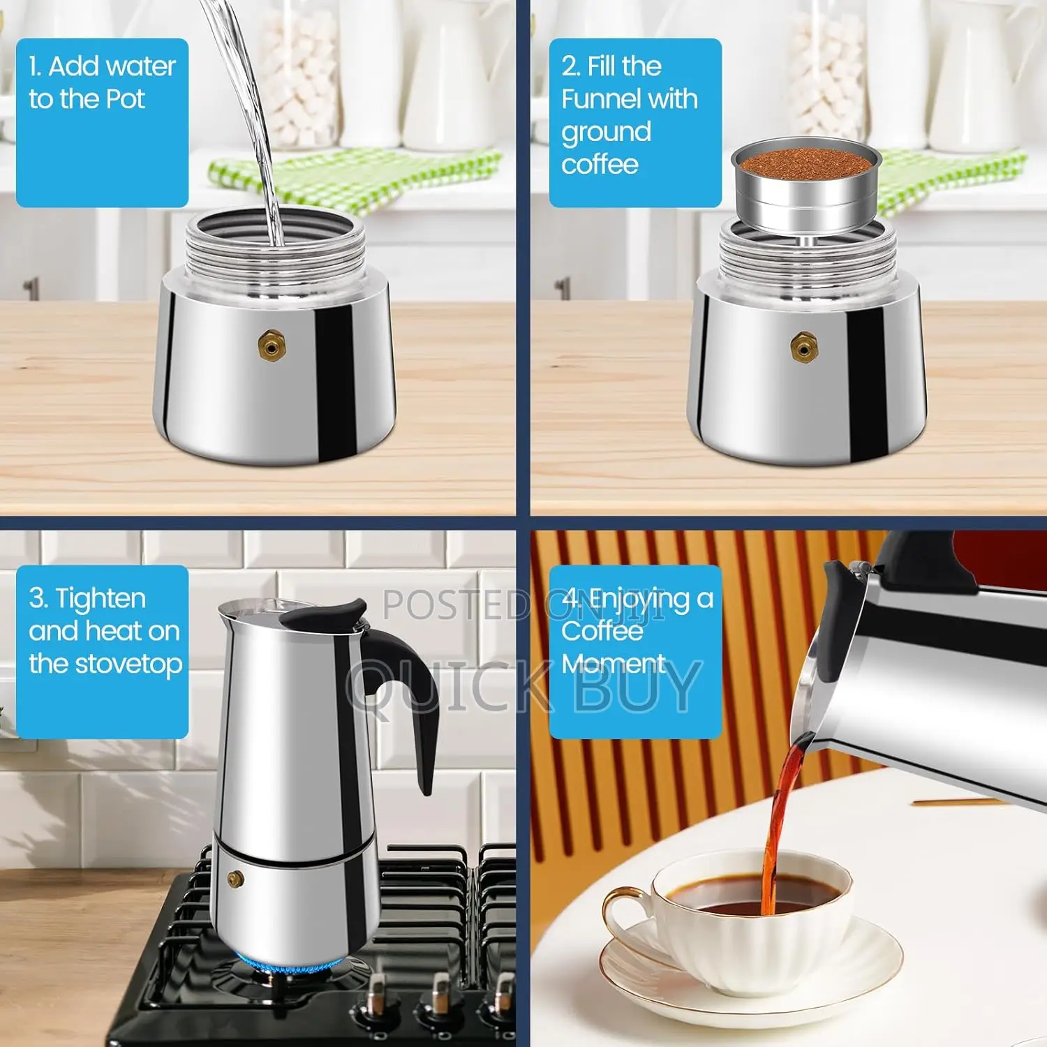 9 Cup Moka Pot Stainless Steel 450ml Italian Espresso Coffee Maker