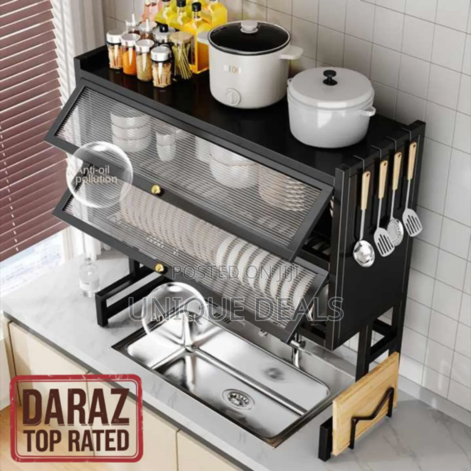 Over the Sink Dish Drainer Drying Rack 4 Tiers With Cover,