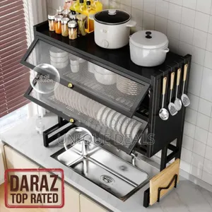 Over the Sink Dish Drainer Drying Rack 4 Tiers With Cover,