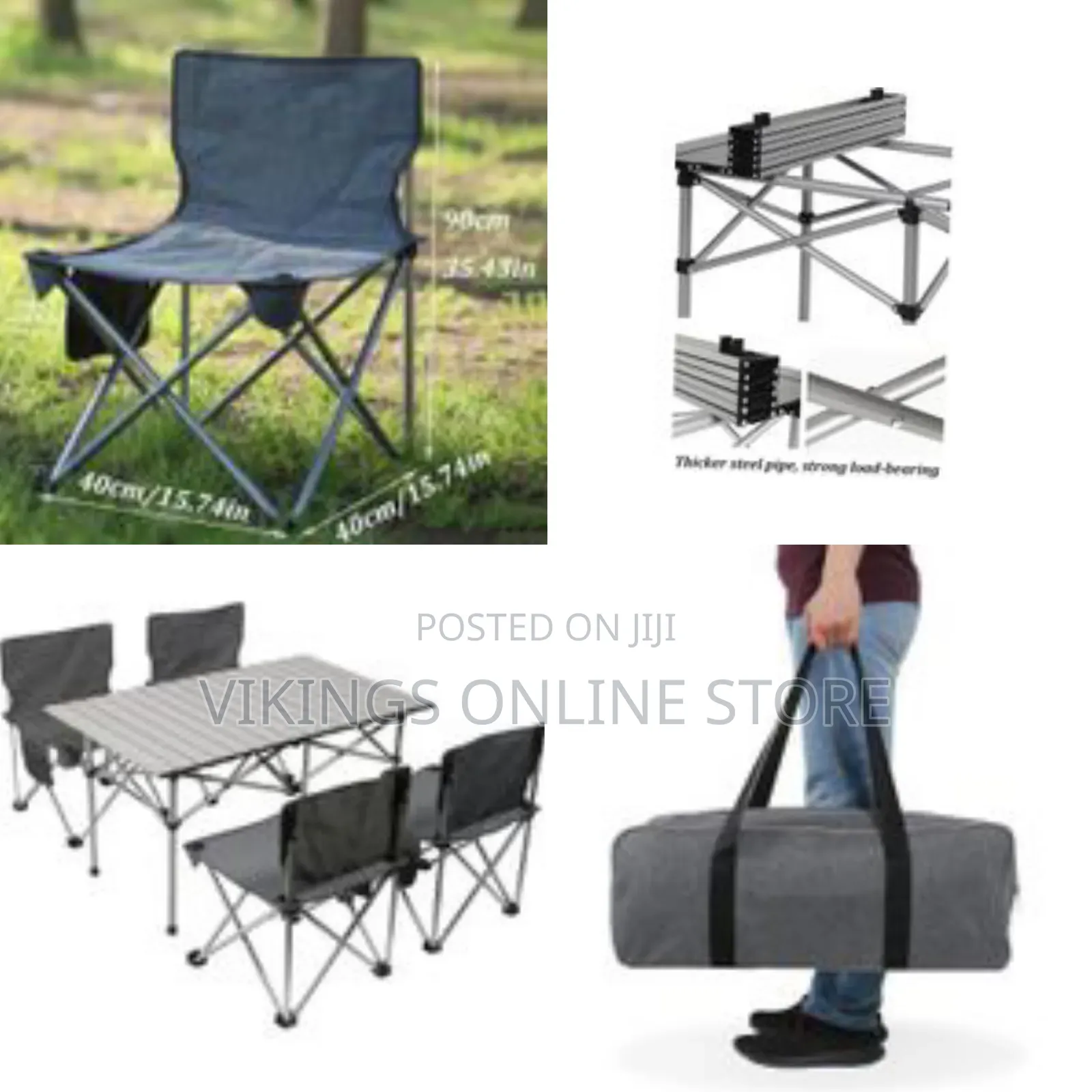 4 Portable Collapsible Picnic Camping Chairs Outdoor and 1 Aluminum