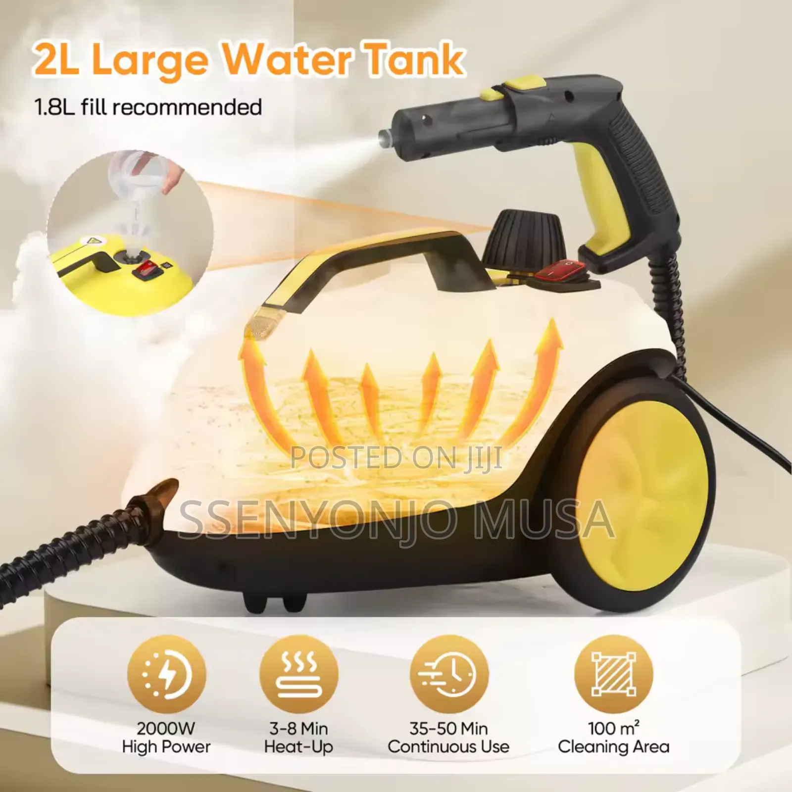 Steam Cleaner Pressure 1.8l Tank 2000w 5 Bar 320°F Multi-Purpose.