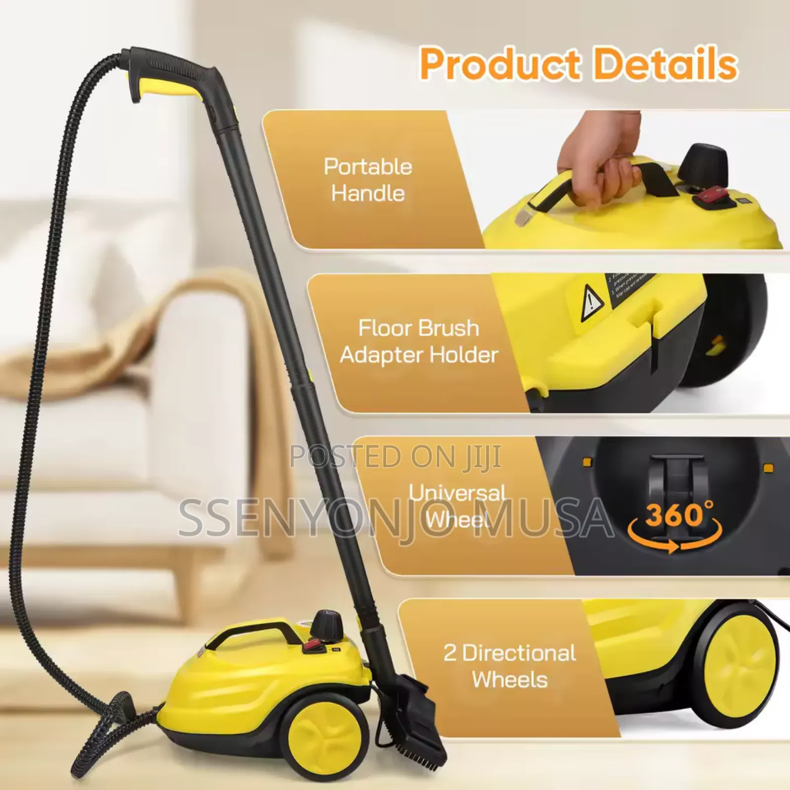 Steam Cleaner Pressure 1.8l Tank 2000w 5 Bar 320°F Multi-Purpose.