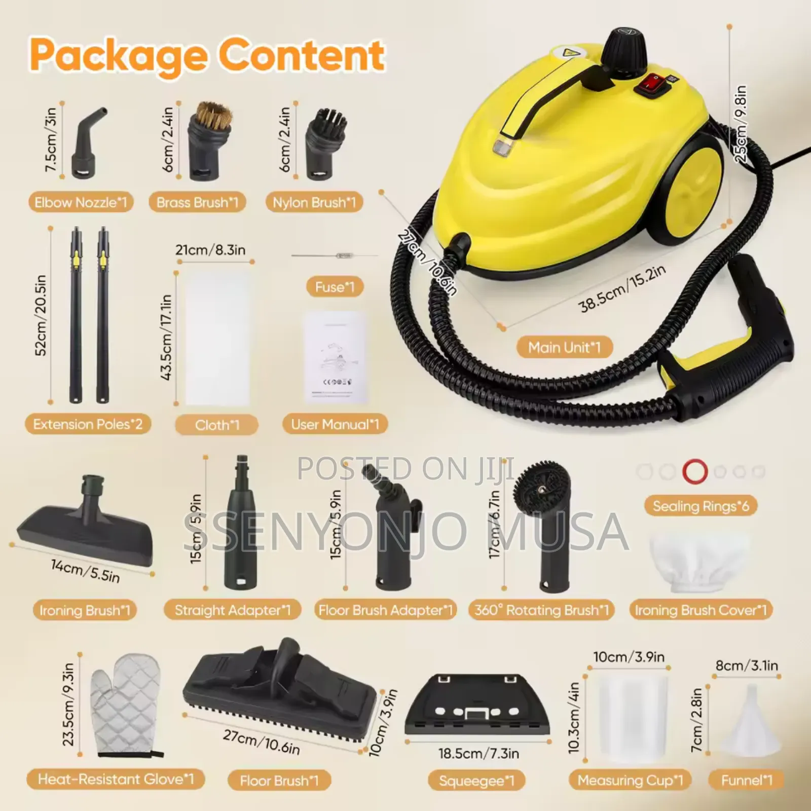 Steam Cleaner Pressure 1.8l Tank 2000w 5 Bar 320°F Multi-Purpose.